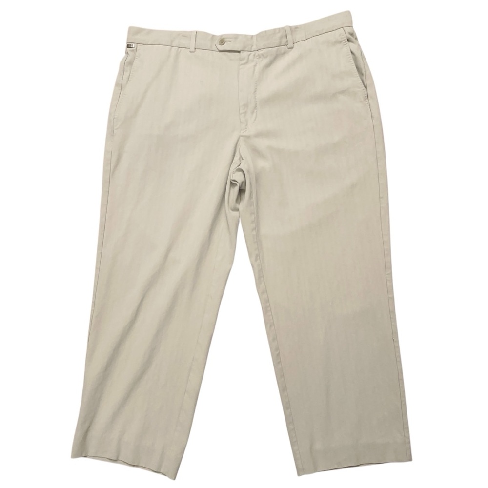 Tommy Bahama Pants Mens 42x34 (42x29) Dress Formal Flat Front Silk Blend Beige